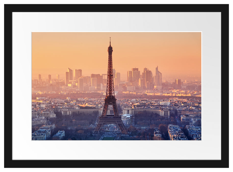 Panorama Eiffelturm bei Sonnenuntergang Passepartout Rechteckig 40