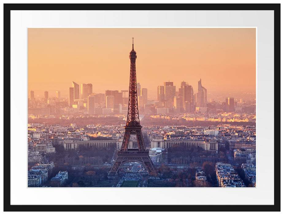 Panorama Eiffelturm bei Sonnenuntergang Passepartout Rechteckig 80