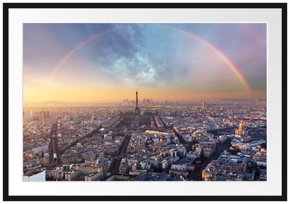 Panorama Regenbogen über Paris Passepartout Rechteckig 100