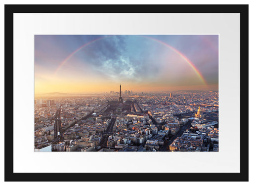 Panorama Regenbogen über Paris Passepartout Rechteckig 40