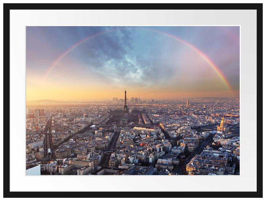 Panorama Regenbogen über Paris Passepartout Rechteckig 80