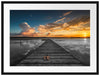 Steg am See bei Sonnenuntergang B&W Detail Passepartout Rechteckig 80