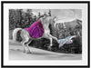 Mädchen reitet auf Einhorn im Winter B&W Detail Passepartout Rechteckig 80