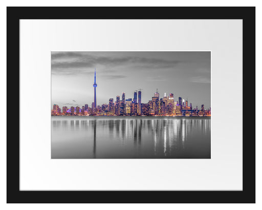 Skyline Toronto in der Abenddämmerung B&W Detail Passepartout Rechteckig 30