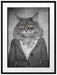 Katzenkopf mit Menschenkörper Blazer B&W Detail Passepartout Rechteckig 80