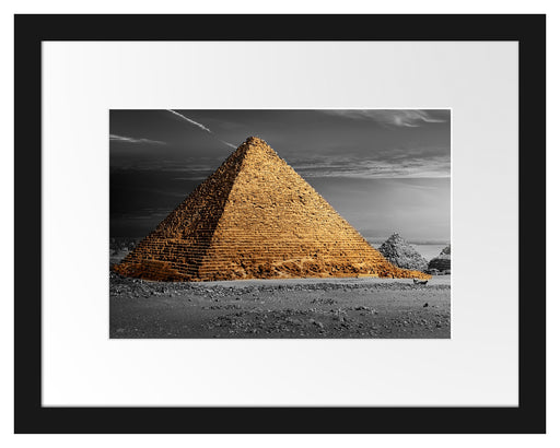 Ägyptische Pyramiden bei Sonnenuntergang B&W Detail Passepartout Rechteckig 30