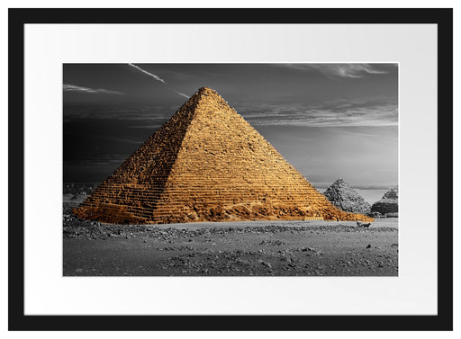 Ägyptische Pyramiden bei Sonnenuntergang B&W Detail Passepartout Rechteckig 40