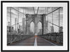 Leere Brooklyn Bridge in New York City B&W Detail Passepartout Rechteckig 80