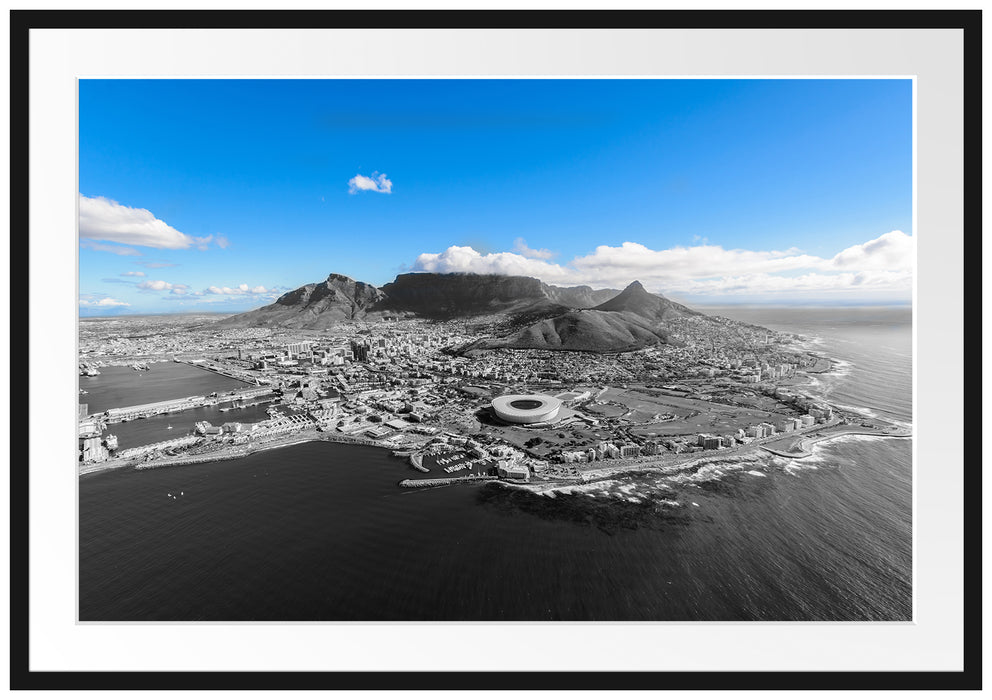Luftaufnahme von Kapstadt B&W Detail Passepartout Rechteckig 100