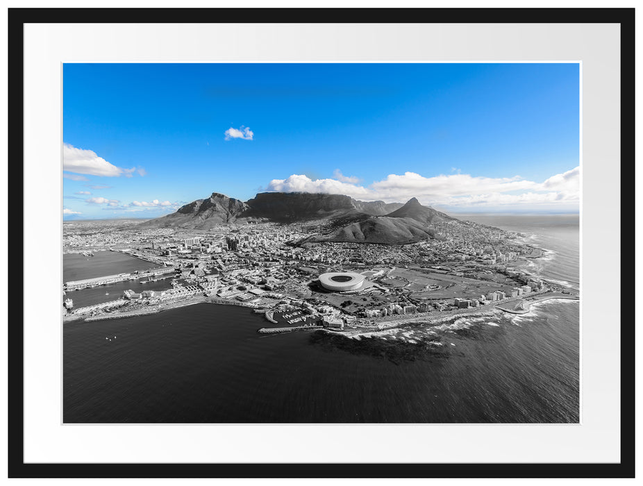 Luftaufnahme von Kapstadt B&W Detail Passepartout Rechteckig 80