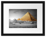 Pyramiden in Ägypten bei Sonnenuntergang B&W Detail Passepartout Rechteckig 30