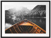 Holzboot auf Alpensee in den Dolomiten B&W Detail Passepartout Rechteckig 80