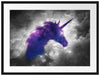 Einhorn Silhouette Galaxie B&W Detail Passepartout Rechteckig 80