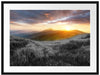Sommerliche Bergwiese Sonnenuntergang B&W Detail Passepartout Rechteckig 80