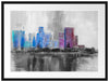 Abstraktes Ölgemälde einer Skyline B&W Detail Passepartout Rechteckig 80