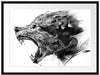 Abstrakter Wolfskopf im Profil B&W Detail Passepartout Rechteckig 80