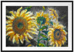Sonnenblumen vor blauem Hintergrund B&W Detail Passepartout Rechteckig 100