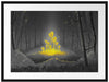 Leuchtende Zauberblumen im Wald B&W Detail Passepartout Rechteckig 80