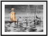 Segelschiffe im Hafen Venedigs B&W Detail Passepartout Rechteckig 80