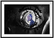 Abstraktes Auge mit Alien im Weltraum B&W Detail Passepartout Rechteckig 100