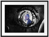 Abstraktes Auge mit Alien im Weltraum B&W Detail Passepartout Rechteckig 80