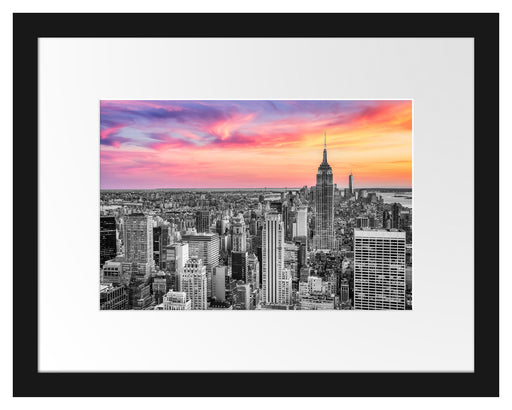 New York City bei Sonnenuntergang B&W Detail Passepartout Rechteckig 30