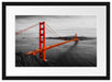 Golden Gate Bridge bei Sonnenuntergang B&W Detail Passepartout Rechteckig 40