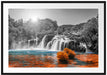 Wasserfälle im Herbst bei Sonnenuntergang B&W Detail Passepartout Rechteckig 100