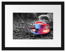 Kaffeetasse mit Bohnen auf Holztisch B&W Detail Passepartout Rechteckig 30