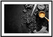 Kaffeebohnen und Schokolade von oben B&W Detail Passepartout Rechteckig 100