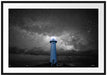 Leuchtturm in klarer Sternennacht B&W Detail Passepartout Rechteckig 100