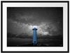 Leuchtturm in klarer Sternennacht B&W Detail Passepartout Rechteckig 80