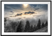Aufsteigende Wolken in den Dolomiten B&W Detail Passepartout Rechteckig 100