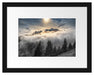Aufsteigende Wolken in den Dolomiten B&W Detail Passepartout Rechteckig 30