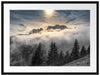 Aufsteigende Wolken in den Dolomiten B&W Detail Passepartout Rechteckig 80