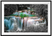 Türkise Wasserfälle in Thailand B&W Detail Passepartout Rechteckig 100