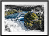 Panorama vom Rheinfall in der Schweiz B&W Detail Passepartout Rechteckig 80
