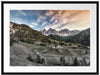 Herbstliche Landschaft in den Dolomiten B&W Detail Passepartout Rechteckig 80