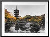 See im Herbst vor japanischem Tempel B&W Detail Passepartout Rechteckig 80