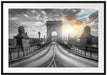 Brücke in Budapest bei Sonnenuntergang B&W Detail Passepartout Rechteckig 100