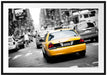Gelbe Taxis am Times Square in New York B&W Detail Passepartout Rechteckig 100