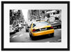 Gelbe Taxis am Times Square in New York B&W Detail Passepartout Rechteckig 40