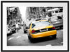 Gelbe Taxis am Times Square in New York B&W Detail Passepartout Rechteckig 80