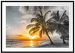 Palmen im Sonnenuntergang auf Barbados B&W Detail Passepartout Rechteckig 100