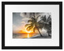 Palmen im Sonnenuntergang auf Barbados B&W Detail Passepartout Rechteckig 30
