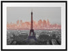 Panorama Eiffelturm bei Sonnenuntergang B&W Detail Passepartout Rechteckig 80