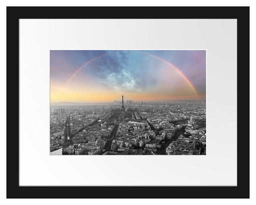 Panorama Regenbogen über Paris B&W Detail Passepartout Rechteckig 30