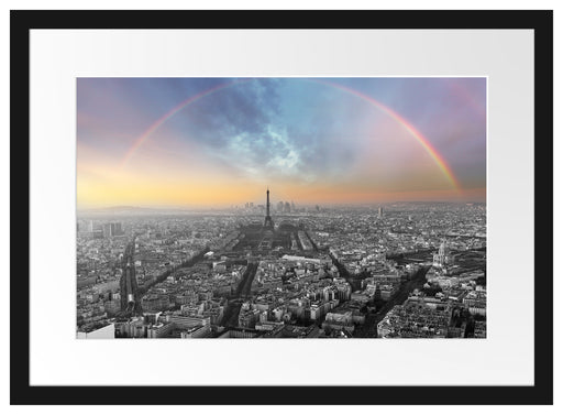 Panorama Regenbogen über Paris B&W Detail Passepartout Rechteckig 40