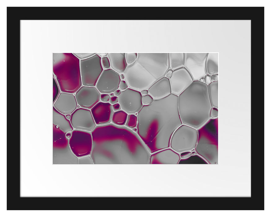 Pixxprint Makroaufnahme Wasserblasen B&W Detail, im Galerie-Passepartout Bilderrahmen