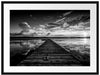 Steg am See bei Sonnenuntergang, Monochrome Passepartout Rechteckig 80